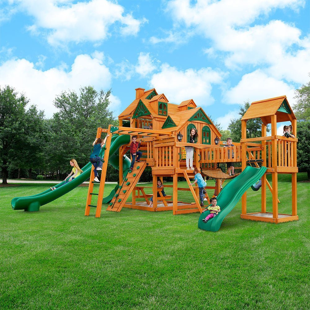 Empire Extreme Swing Set – Multi-Deck Backyard Playset with 3 Slides, Monkey Bars & Rock Wall - Image 1